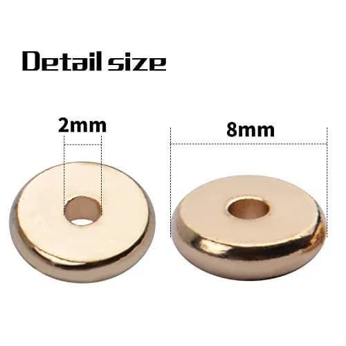 BronaGrand 8mm Flat Round Rondelle Spacer Beads Disc Spacers for DIY Bracelet Necklace Crafts, Gold (100pcs) thumbnail 3
