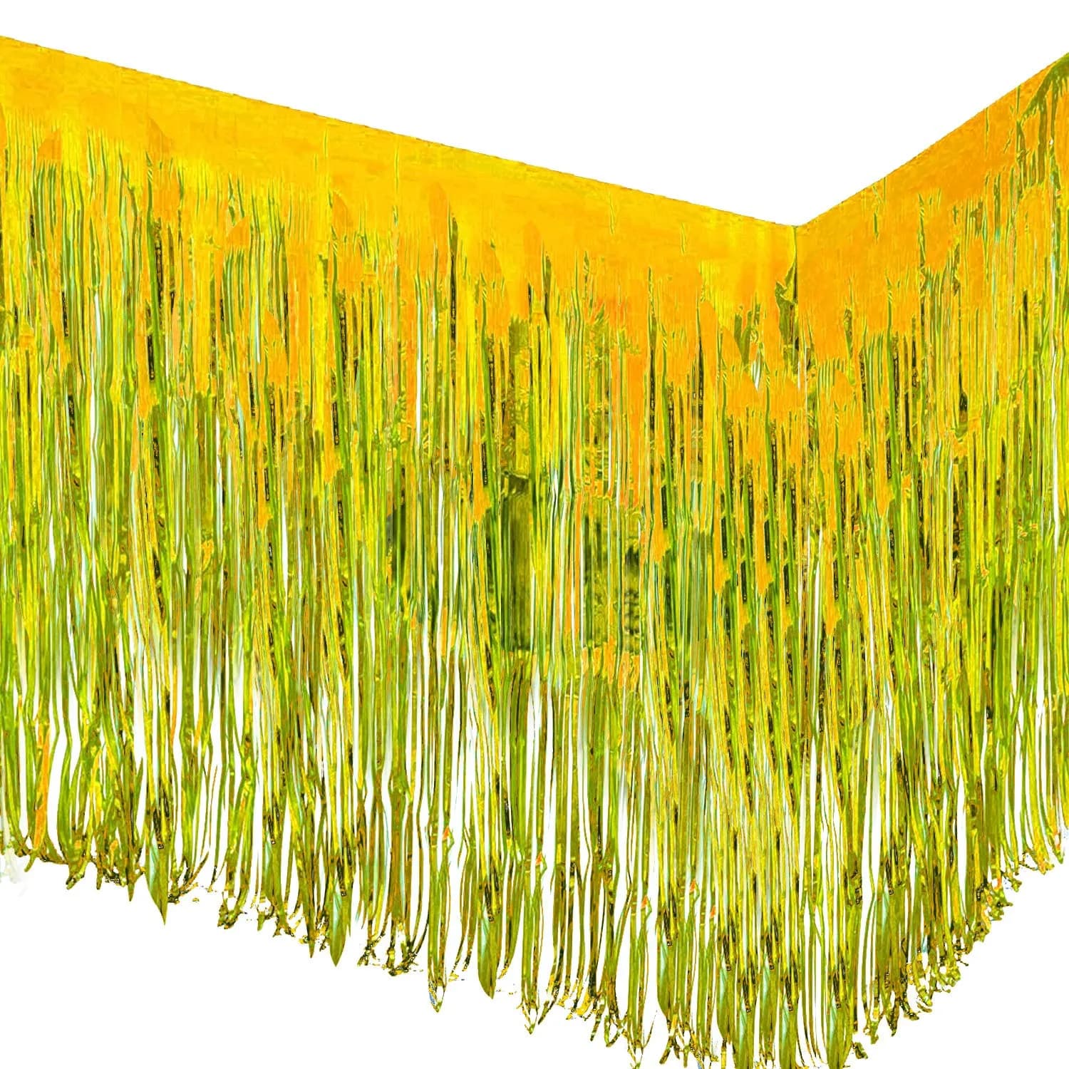 Allgala Turquoise Metallic Foil Fringe Tinsel Table Skirt 2-Pack 216 Inch (18 Ft) Total Length | Party & Event Decor — Gold