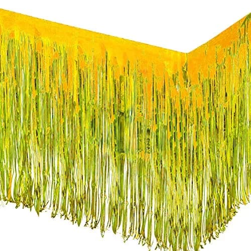 Allgala Gold Tinsel Table Skirt 2-Pack 274.32cm (108 Inch) x 73.66cm (29 Inch) | Metallic Foil Fringe for Parties & Parades thumbnail 1