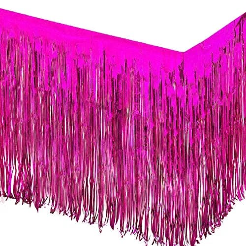 allgala Fuchsia Tinsel Table Skirt 2-Pack 216 Inch (549 cm) Length | Metallic Foil Fringe for Parties thumbnail 5