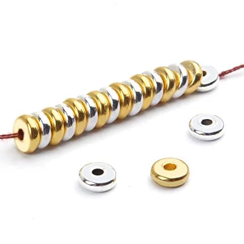 BronaGrand 200pcs 8mm Flat Round Rondelle Spacer Beads Disc Spacers | Gold & Silver thumbnail 5