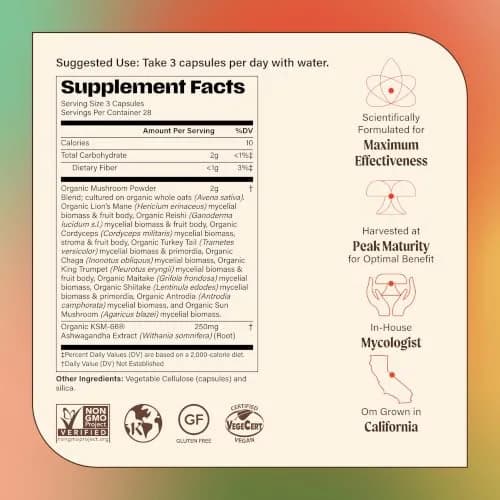 OM MUSHROOM SUPERFOOD Master Blend Mushroom Capsules thumbnail 8