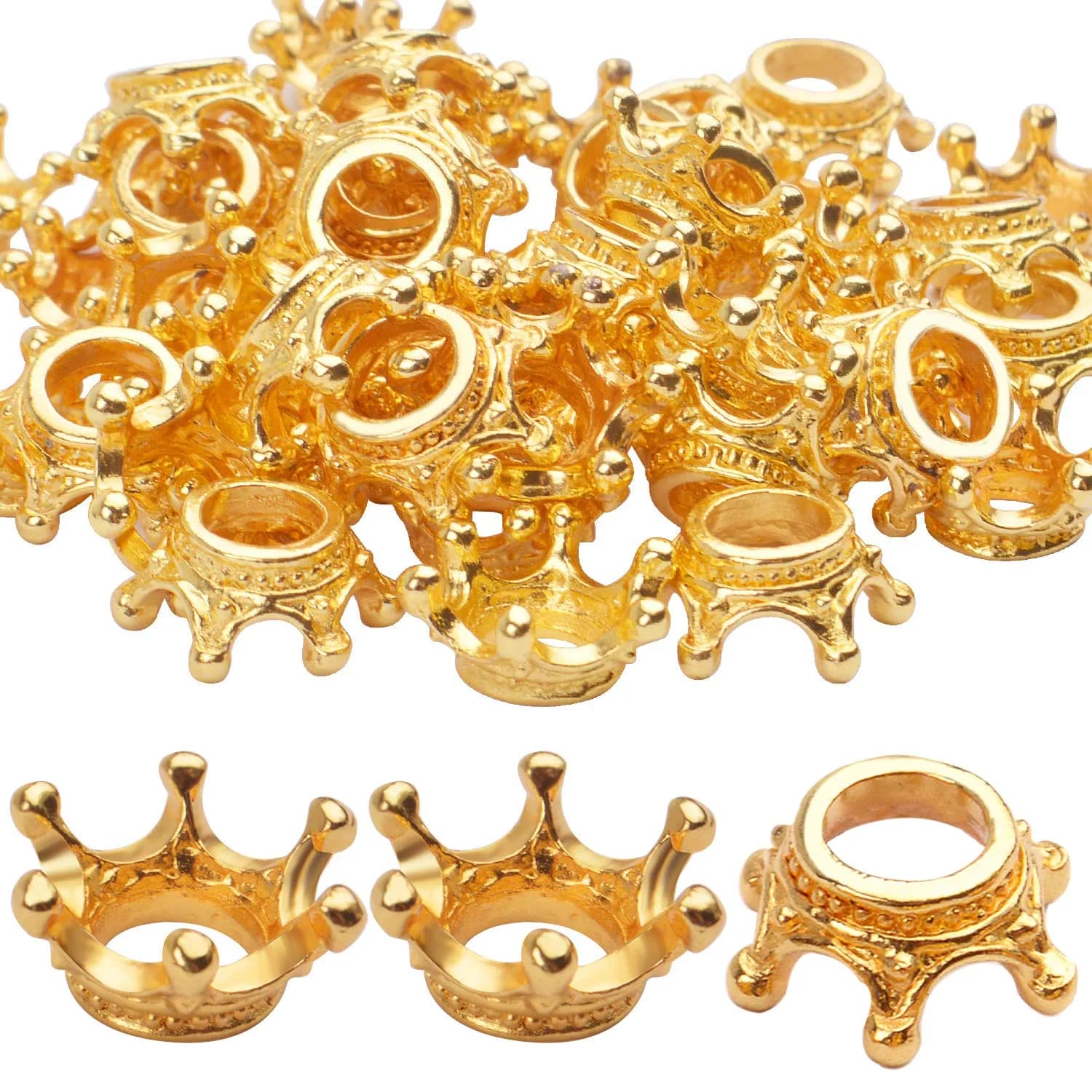 BronaGrand 50pcs Crown Shape Charms Loose Beads Alloy Spacer Beads 13x10mm | DIY Jewelry Connector - main product image