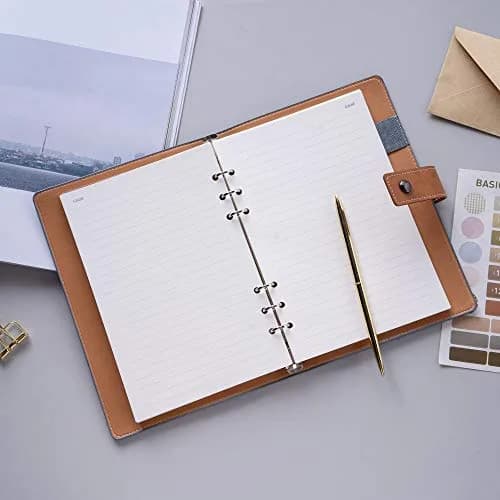 CAGIE A5 Refillable Faux Leather Binder Journals 6 Ring Binder | Premium Water-Resistant Leather, Thick 120gsm Paper, Reusable thumbnail 5