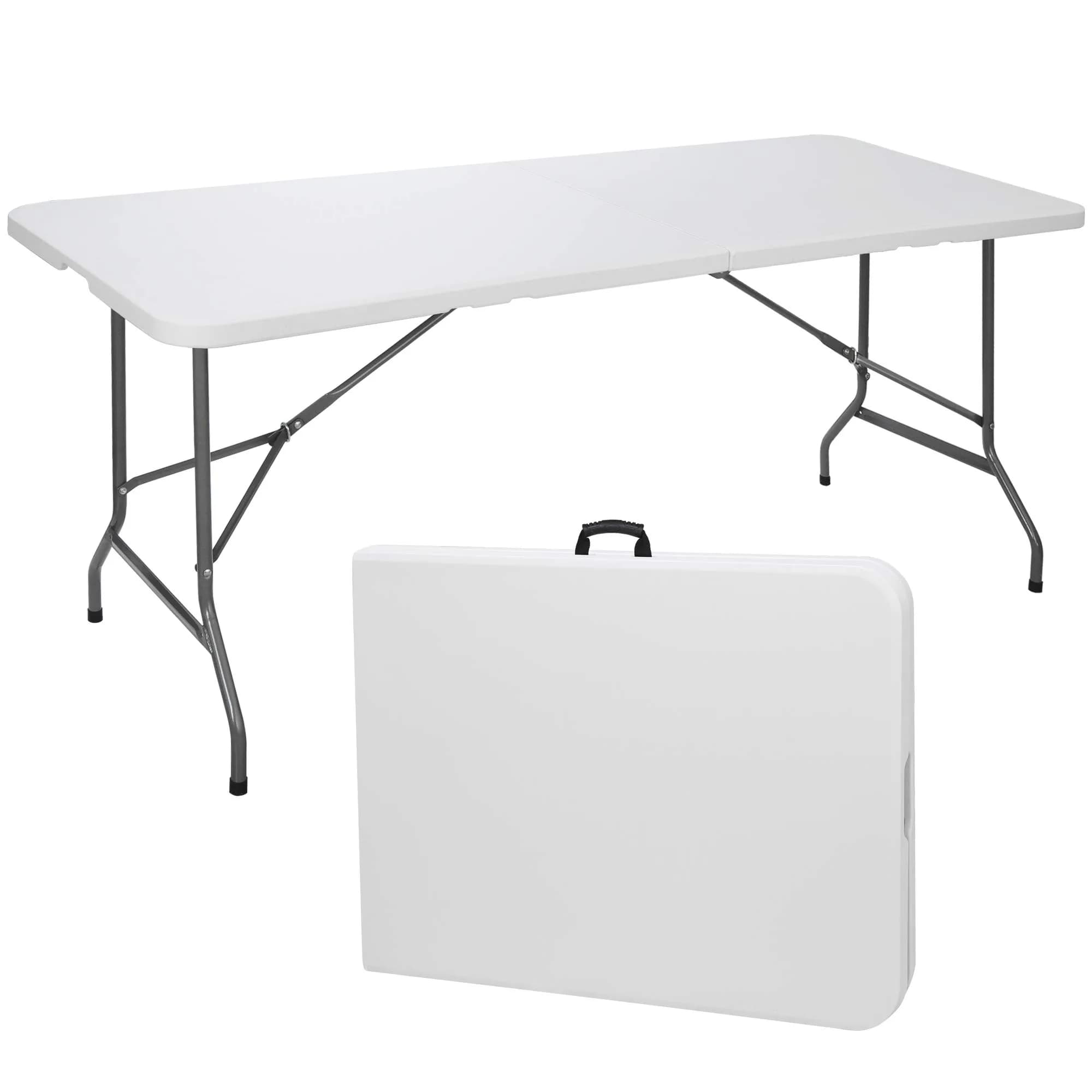 ZENY 6ft Folding Table | Heavy Duty Portable Picnic & Indoor Outdoor Table in White - main product image