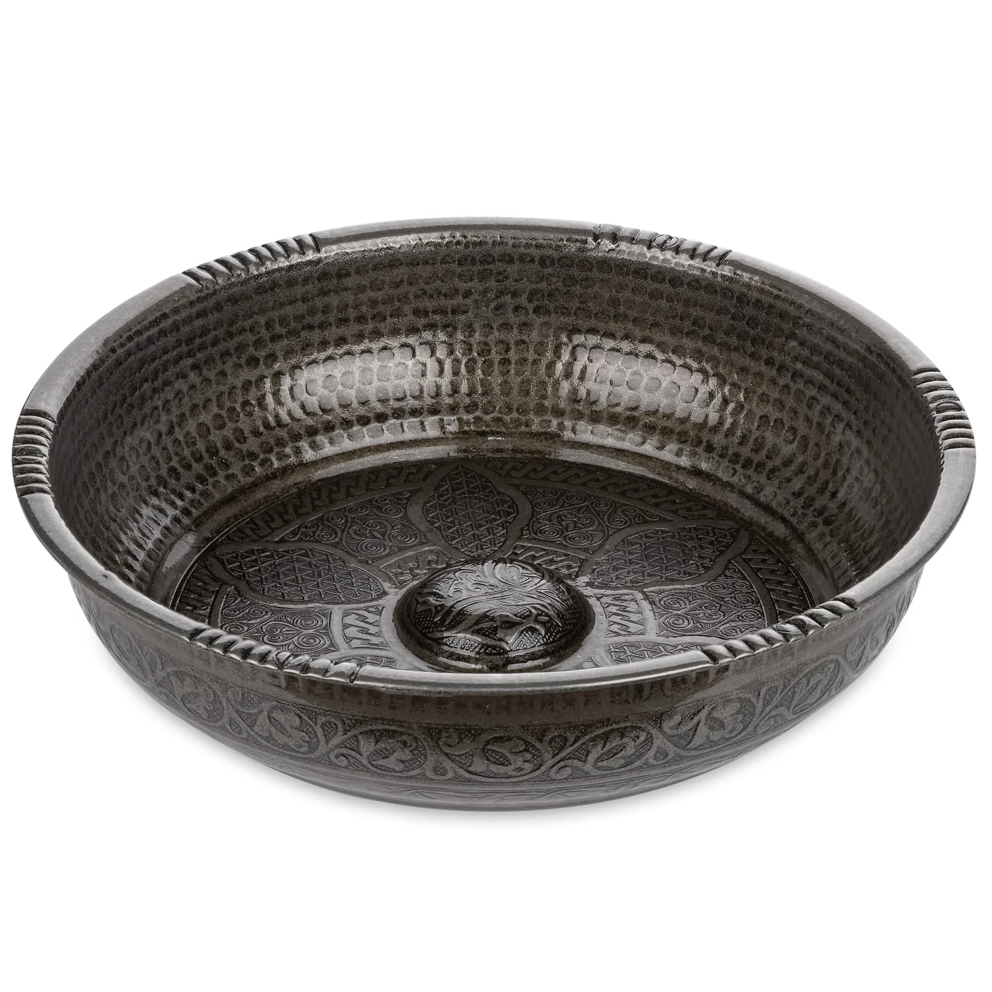 Alisveristime Turkish Hammam Bowl, Zamac, 20 cm | Authentic Turkish Bath Accessory for Spa & Decor — Black