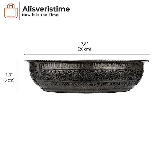 Alisveristime Turkish Hammam Bowl Black 20 cm (7.87 in) | Authentic Zamac with Turkish Motifs thumbnail 3