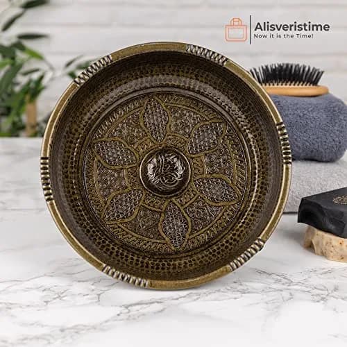 Alisveristime Turkish Hammam Bowl 20 cm (7.87 in) Antique Green | Authentic Zamac Bath Accessory thumbnail 5
