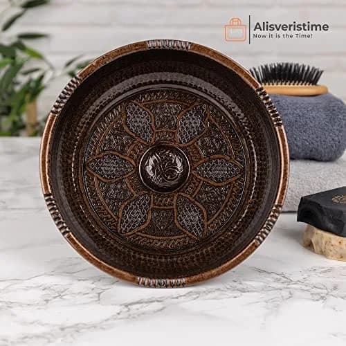 Alisveristime Turkish Hammam Bowl, Zamac, 20 cm | Authentic Turkish Bath Accessory for Spa & Decor thumbnail 5