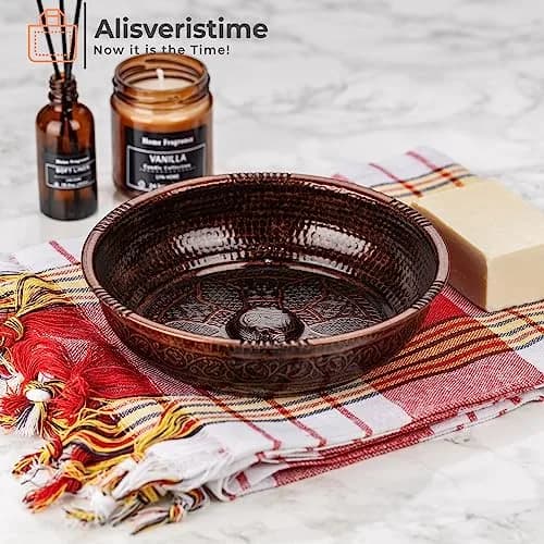 Alisveristime Turkish Hammam Bowl, Zamac, 20 cm | Authentic Turkish Bath Accessory for Spa & Decor thumbnail 2