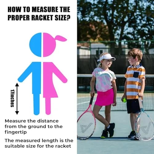 AMA SPORT 17 inch (43.18 cm) Junior Tennis Racket | ITF Play+Stay Certified for Beginners thumbnail 5