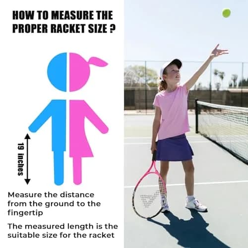 AMA SPORT 19 inch Kids Tennis Racket | Aluminum Frame, 80 sq in Head Size, 4 inch Grip thumbnail 5