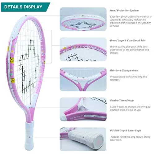 AMA SPORT 19 inch Kids Tennis Racket | Aluminum Frame, 80 sq in Head Size, 4 inch Grip thumbnail 3