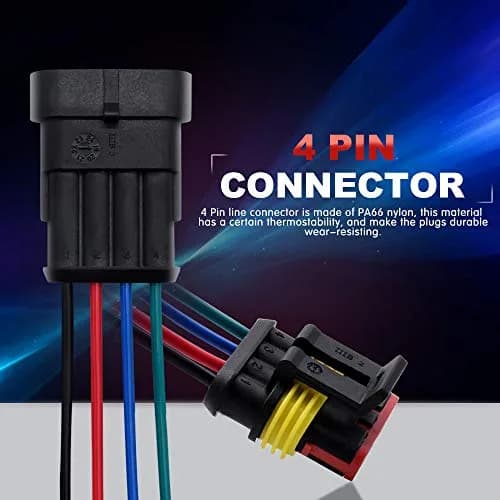 G 4 Pin Connector 16AWG Waterproof Connectors Male Female Wire Plugs with 3.3 inch Cable (5 Sets) thumbnail 4