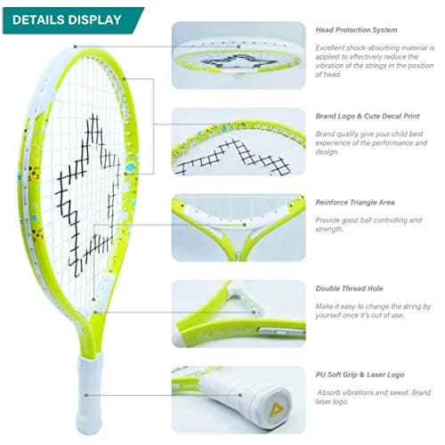 AMA SPORT 17" Junior Tennis Racket with Bag | Lightweight Aluminum Frame for Toddlers thumbnail 3