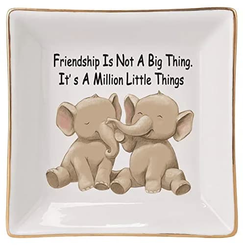 HOME SMILE Elephant Ring Dish Holder Trinket Tray with Glazed Finish | Friendship Gift for Women thumbnail 1