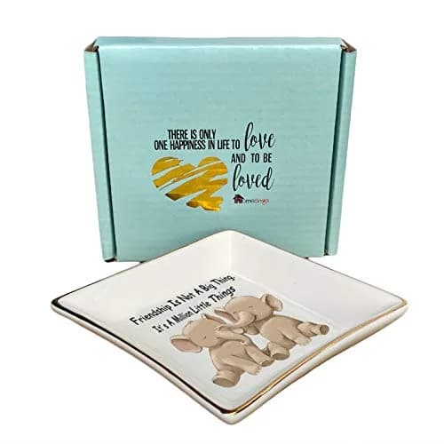 HOME SMILE Elephant Ring Dish Holder Trinket Tray with Glazed Finish | Friendship Gift for Women thumbnail 2