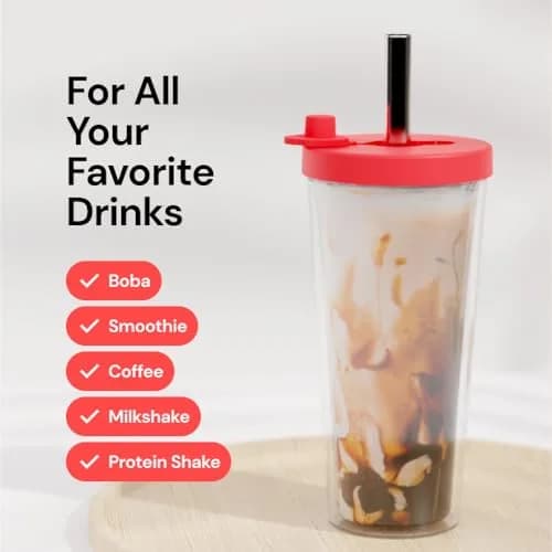 Dodoko Reusable Boba Cup and Straw Tumbler 481.94 g (17 oz) | Double Wall Insulated for Cold Drinks thumbnail 5
