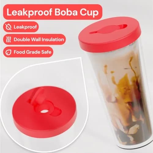 Dodoko Reusable Boba Cup and Straw Tumbler 481.94 g (17 oz) | Double Wall Insulated for Cold Drinks thumbnail 2