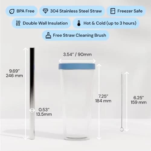 Dodoko Reusable Boba Tumbler 500ml (17 oz) | Insulated Cold Drink Cup with Wide Lid & Telescopic Straw thumbnail 4