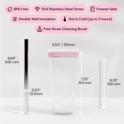 Dodoko Reusable Boba Cup and Straw 17 oz Bubble Pink | Insulated, Leakproof & Eco-Friendly thumbnail 4