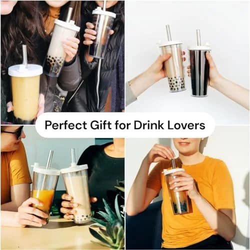 Dodoko Reusable Boba Cup and Straw 17 oz Bubble Pink | Insulated, Leakproof & Eco-Friendly thumbnail 8