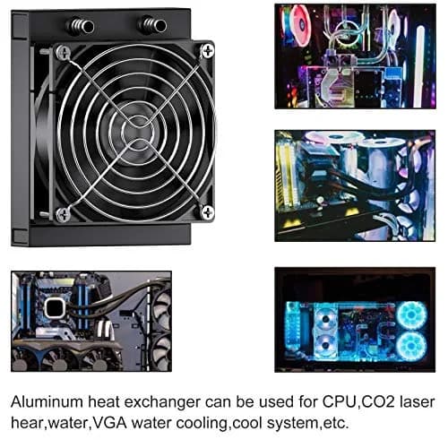 DIYhz 80mm Water Cooling Radiator with Fan | 120x80x35mm Aluminum Heat Exchanger for CPU PC Laser Systems thumbnail 5