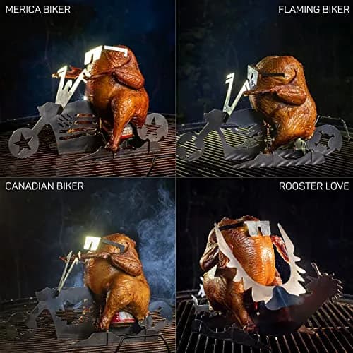Tom's RiDICulous Things Rooster Love Beer Can Chicken Stand - Stainless Steel Funny BBQ Roaster Rack | 4-Inch Width thumbnail 8
