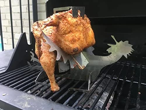 Tom's RiDICulous Things Rooster Love Beer Can Chicken Stand - Stainless Steel Funny BBQ Roaster Rack | 4-Inch Width thumbnail 2