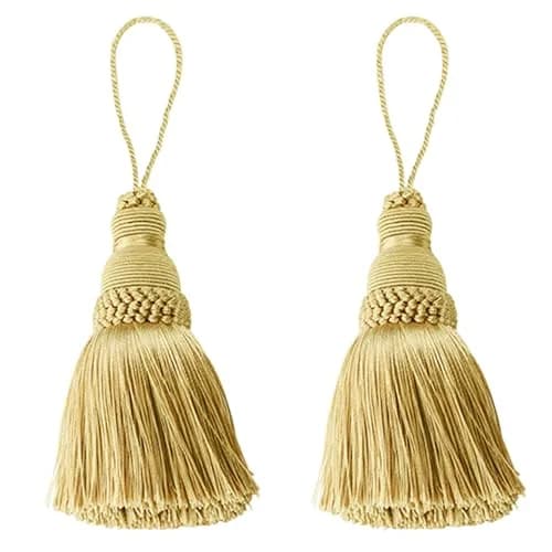 fenghuangwu Gold Tassel Key Tassels for DIY Crafts & Home Decor, 24.4 cm (9.6 Inch) Total Length | Pack of 2 thumbnail 1