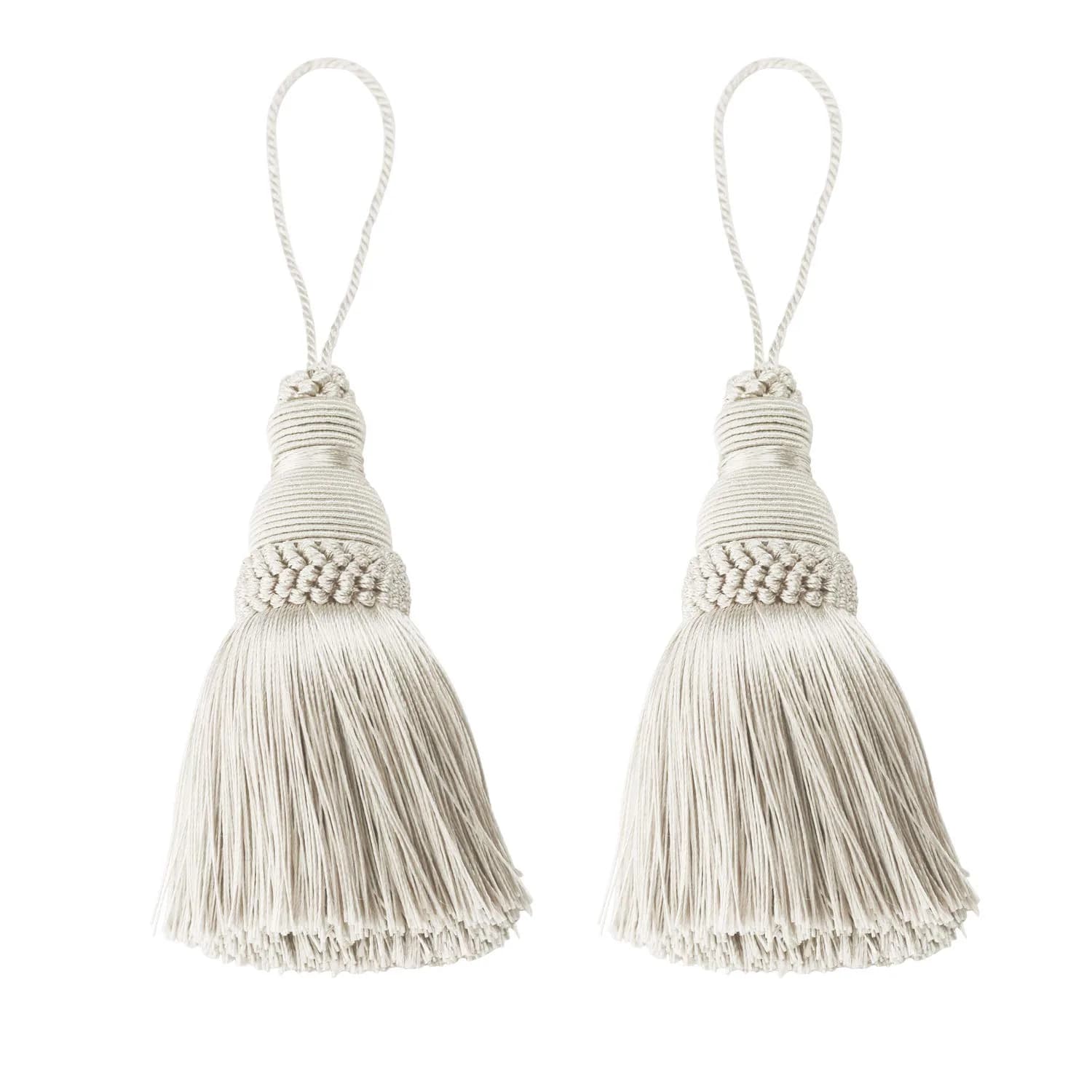 fenghuangwu Mix Blue Tassels for Crafts, 24 cm (9.6 inch) Total Length | 2-Piece Set — Beige / 2P