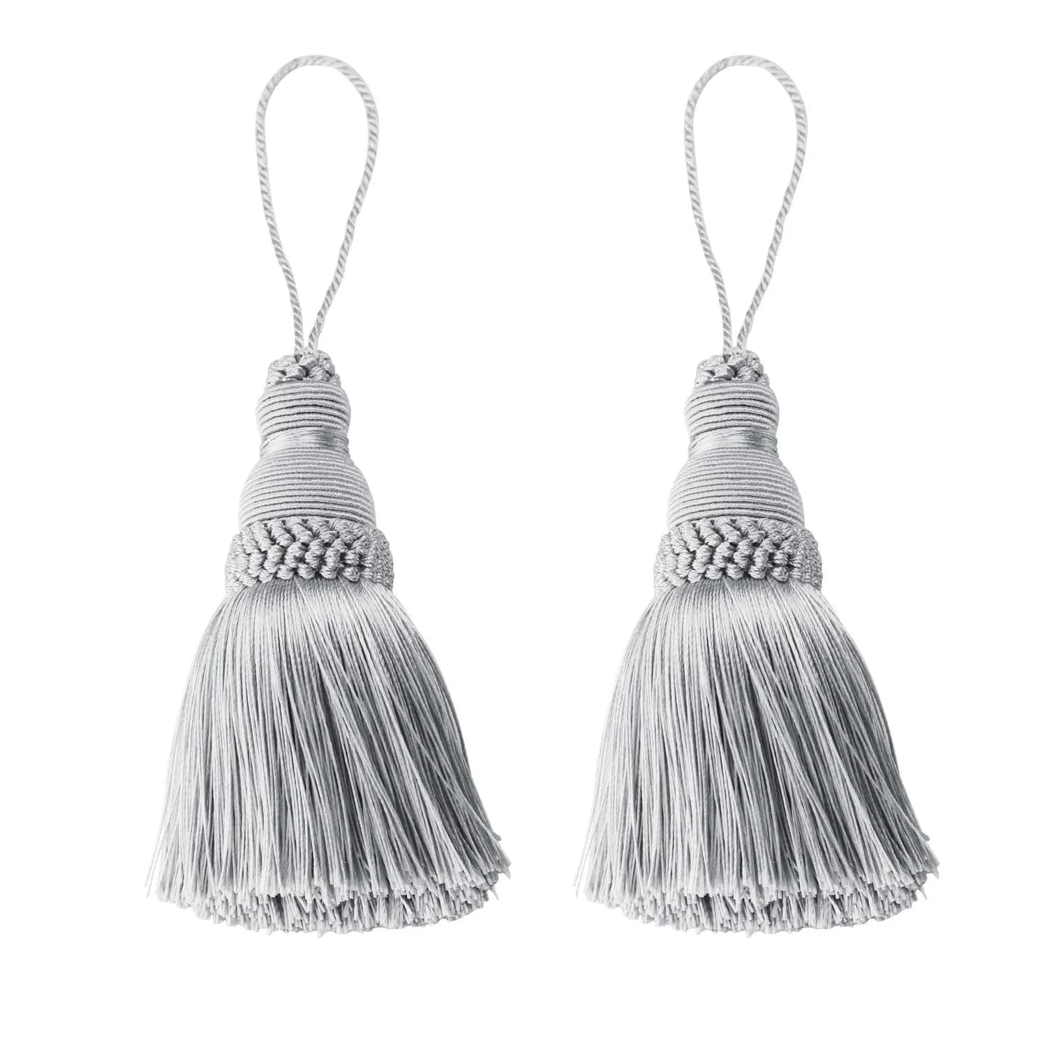 fenghuangwu Mix Blue Tassels for Crafts, 24 cm (9.6 inch) Total Length | 2-Piece Set — Silver / 2P
