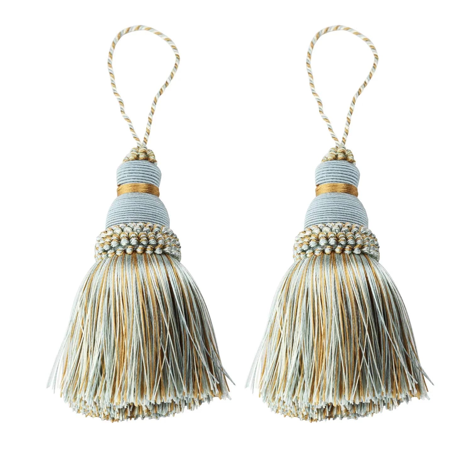 fenghuangwu Mix Blue Tassels for Crafts, 24 cm (9.6 inch) Total Length | 2-Piece Set - main product image