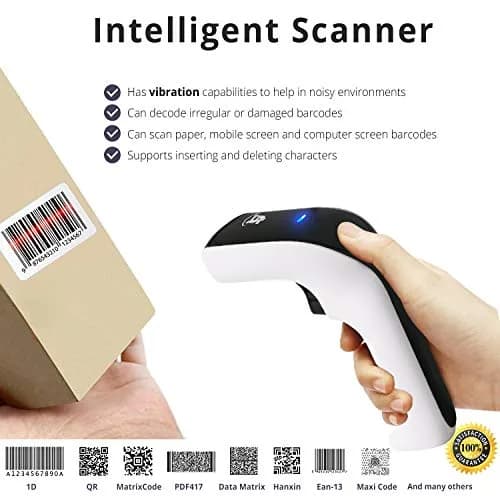 ScanAvenger Wireless Bluetooth USB Barcode Scanner with Stand: 1D & 2D QR Reader, Rechargeable Battery, Vibration Alert | 14.0 cm x 11.0 cm x 16.5 cm thumbnail 6