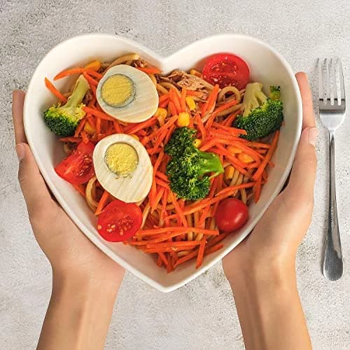 Keponbee 2 pcs Porcelain Big Heart Bowls 1000ml (33 OZ) | Romantic White Ceramic Serving Dishes thumbnail 3