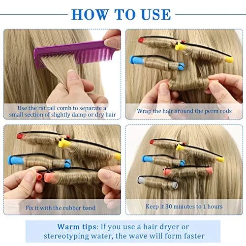 WILLBOND 60 Pcs Hair Perm Rods Set with Rat Tail Comb - Assorted Sizes for Short to Medium Hair thumbnail 3