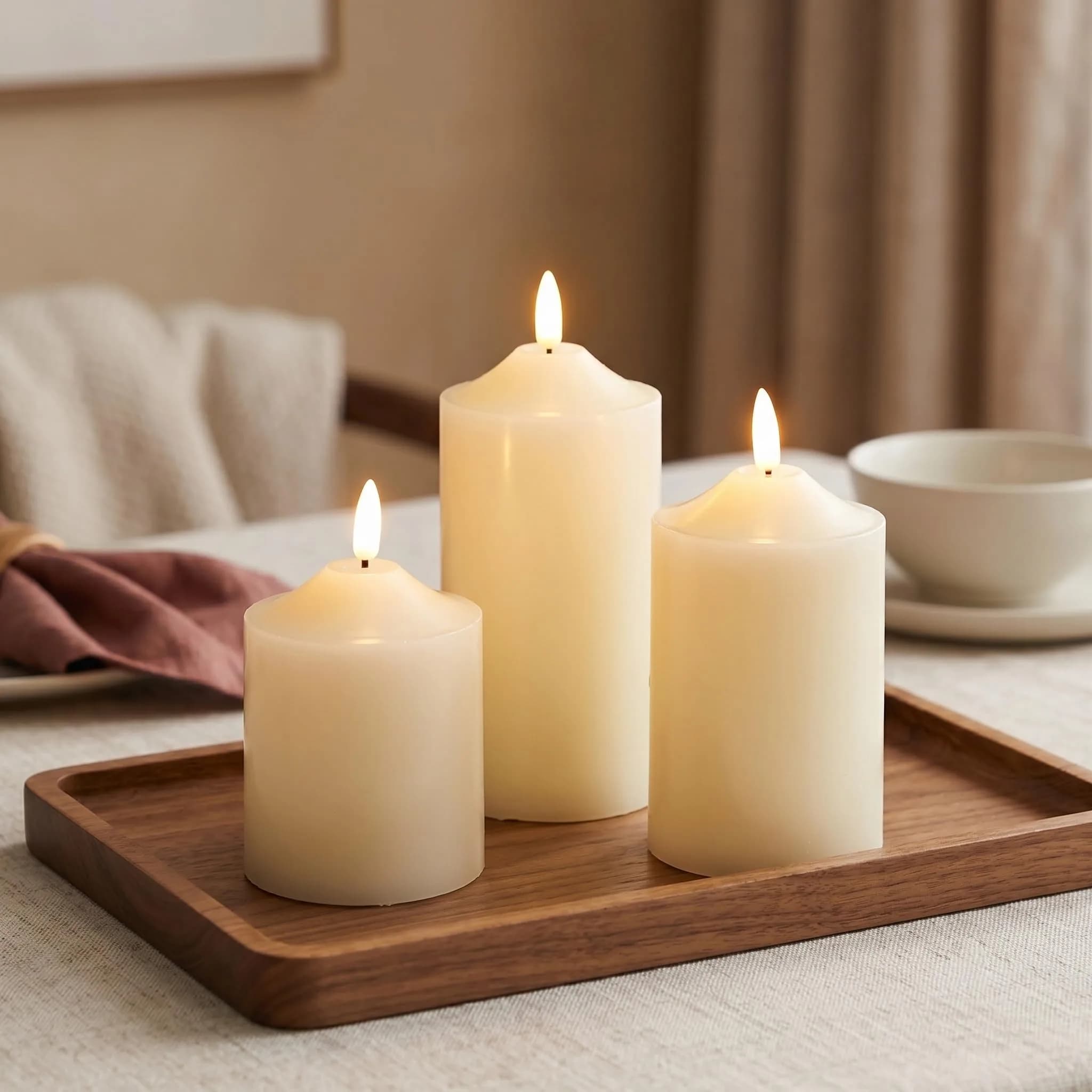 JHY DESIGN 3D Flameless Candles Set 4/5/6 inch High | Real Wax Battery Candles with Remote Timer