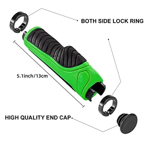 ROCKBROS Handlebar Grips Aluminum Lock-on Anti-Slip Green | Ergonomic MTB & BMX thumbnail 2