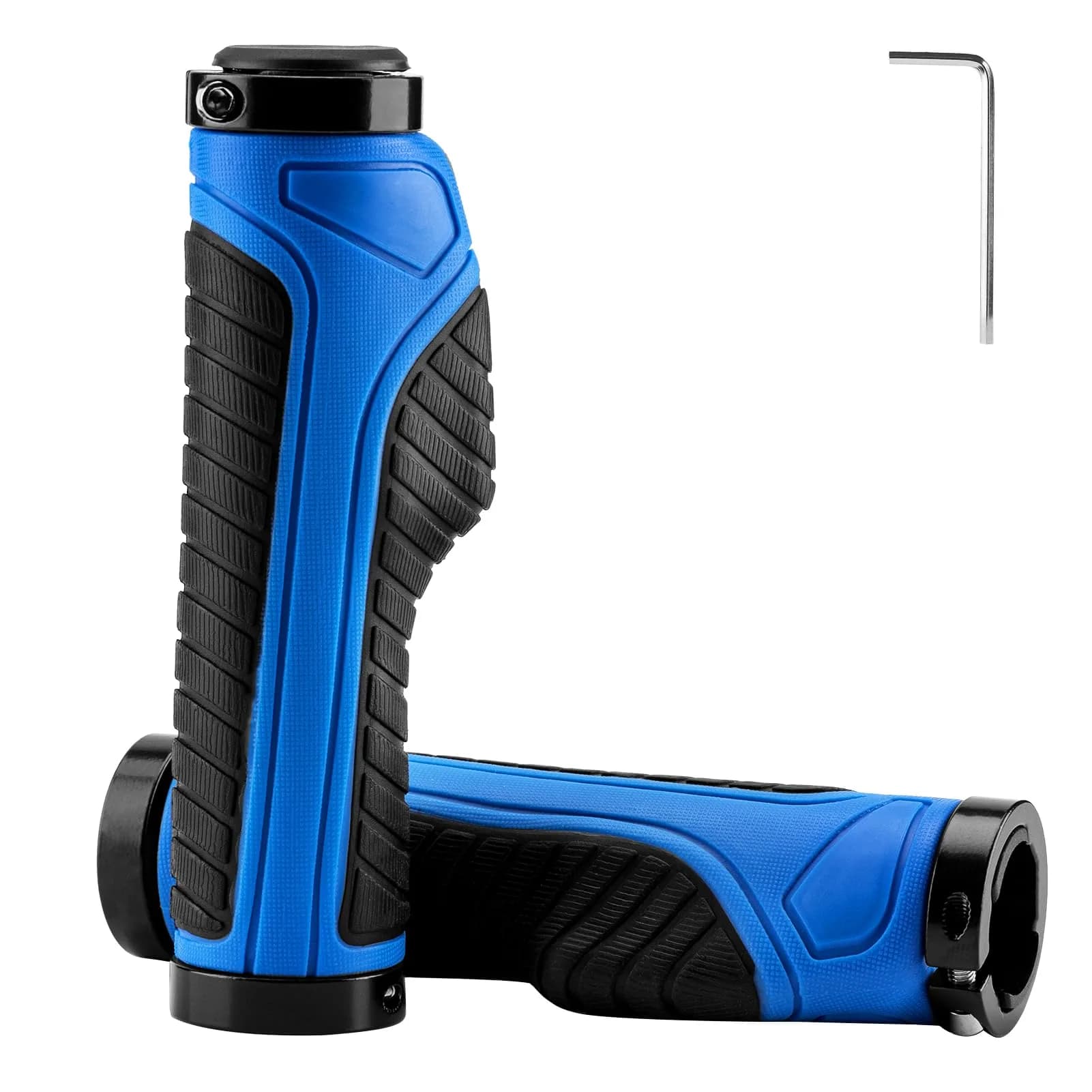 ROCKBROS Handlebar Grips Aluminum Lock-on Anti-Slip Blue | Ergonomic MTB & BMX - main product image