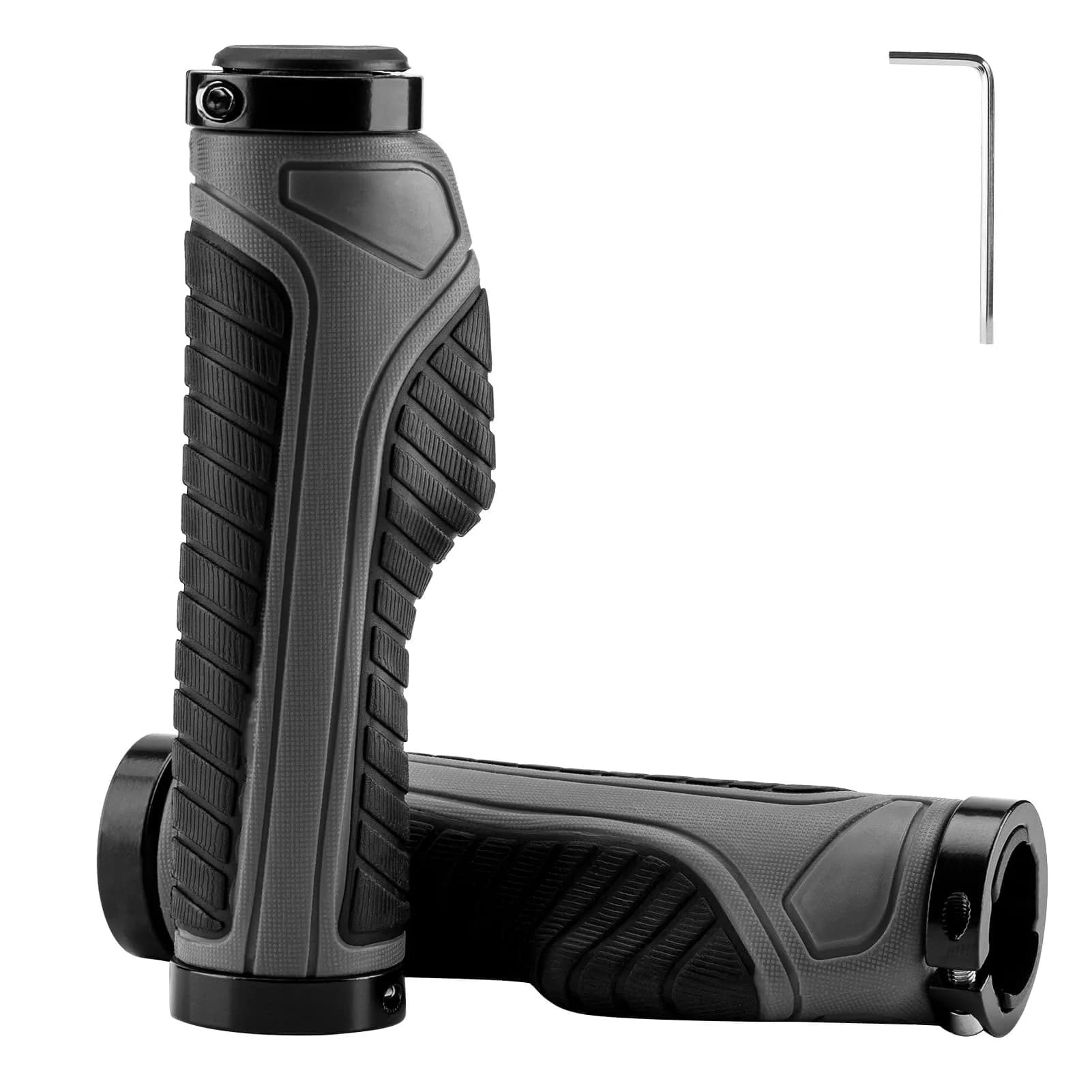 ROCKBROS Handlebar Grips Aluminum Lock-on Anti-Slip Green | Ergonomic MTB & BMX — Black Grey