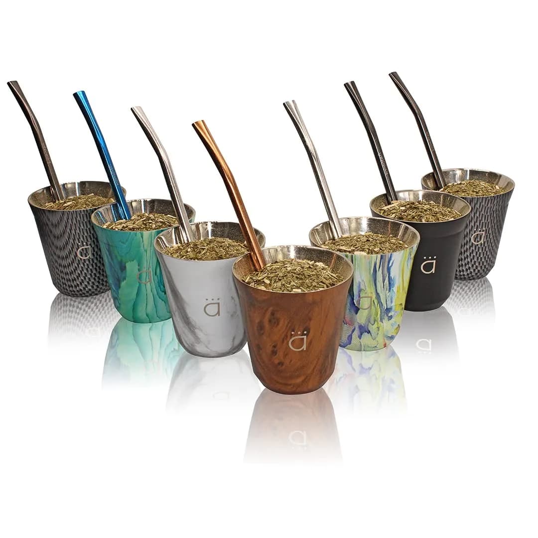Kalmateh Petite Yerba Mate Gourd 150ml (5oz) with Bombilla Straw & Cleaning Brush | Insulated Stainless Steel for Hot or Cold Drinks - main product image