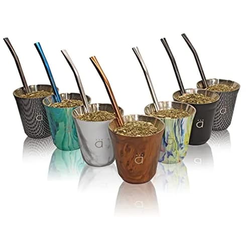 Kalmateh Petite Yerba Mate Gourd 150ml (5oz) with Bombilla Straw & Cleaning Brush | Insulated Stainless Steel for Hot or Cold Drinks thumbnail 1