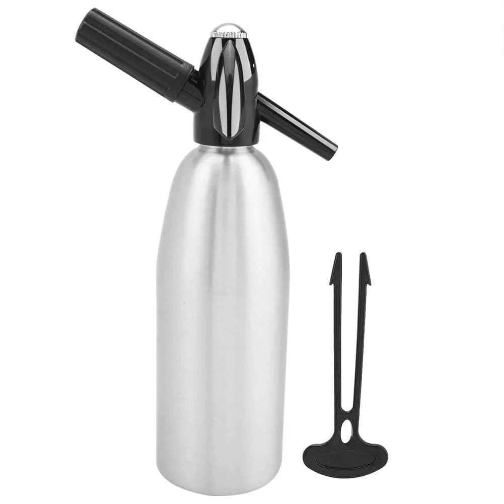 Raguso 1L Alloy Soda Syphon Bottle | Carbonated Seltzer Water Maker for Cocktails & Drinks (Silver) - main product image