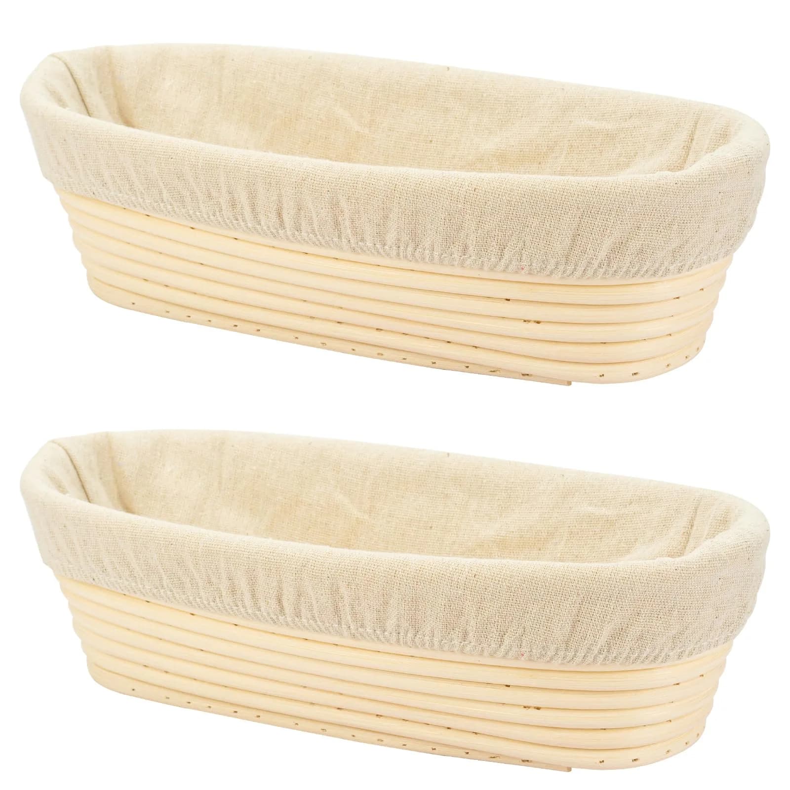 Stormshopping 10 Inch Oval Banneton Brotform Bread Dough Proofing Basket Set with Liner, 2-Pack | Artisan Bread Making for Home Bakers