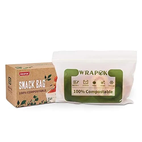 WRAPOK Compostable Snack Bags Small 100 Count | Biodegradable Freezer Storage thumbnail 1