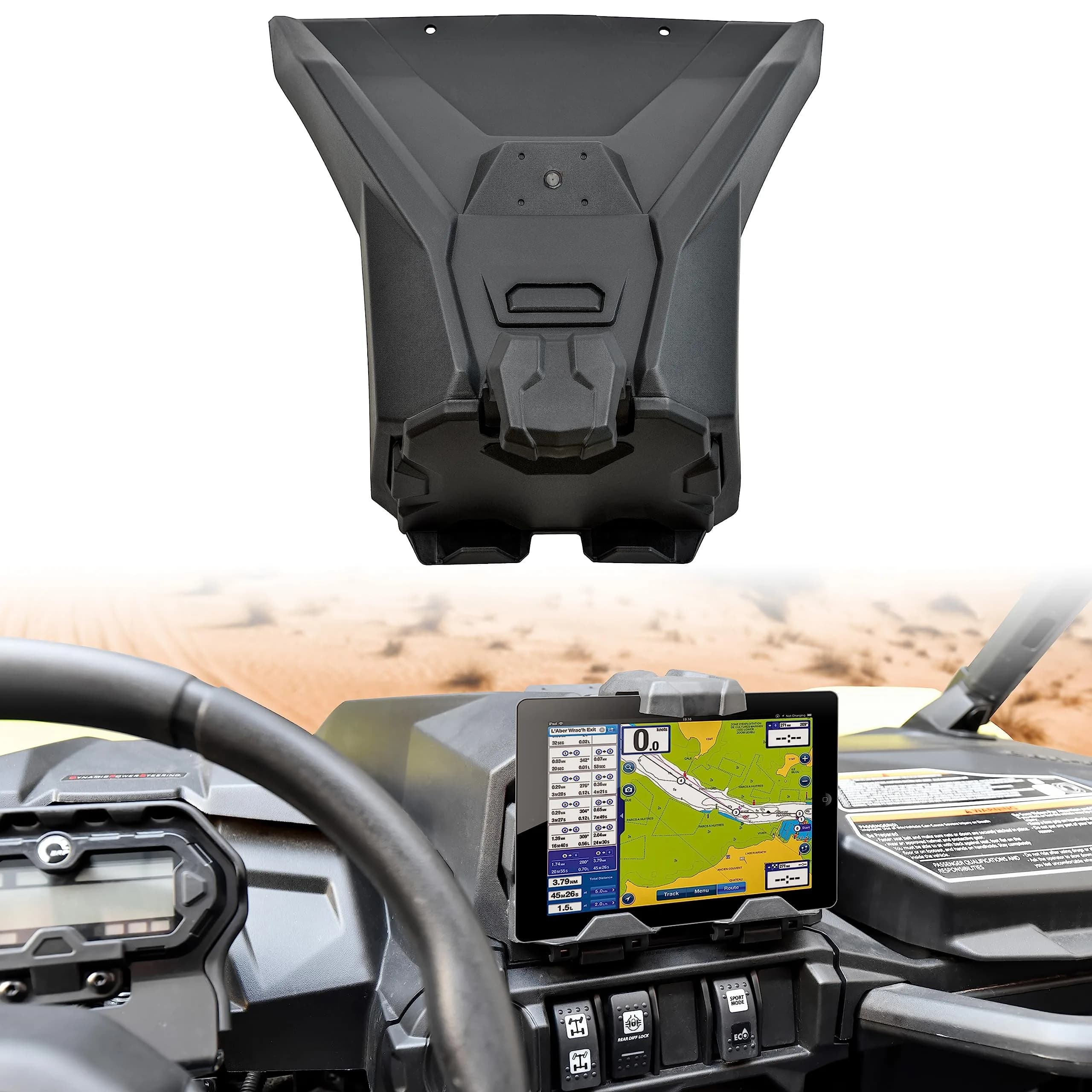 SAUTVS Portable Electronic Device Mount, Adjustable Tablet Phone Holder for Can Am Maverick Sport, Trail, Commander (Replace #715005212) | Precise Fitment & Weatherproof — Black