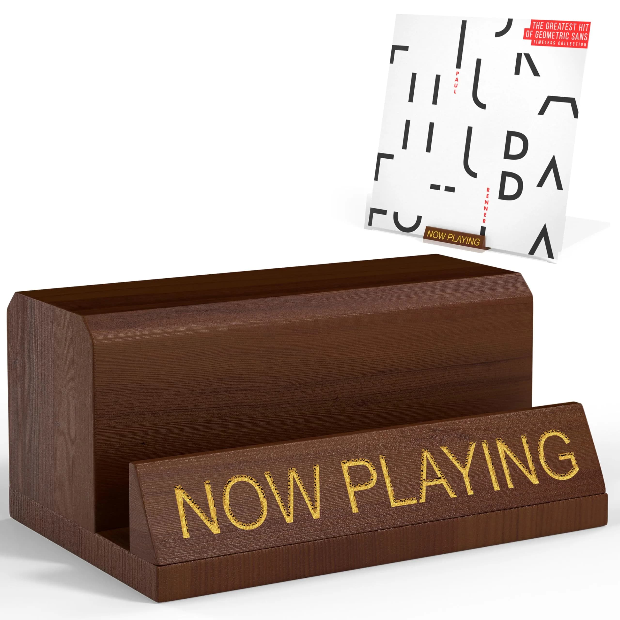 Heather & Willow Now Playing Vinyl Record Stand Walnut | Wooden Vinyl Record Holder Display for Albums & Turntables | 10.8 cm (4.29 in) Width - main product image