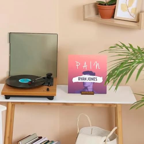 Heather & Willow Now Playing Vinyl Record Stand Walnut | Wooden Vinyl Record Holder Display for Albums & Turntables | 10.8 cm (4.29 in) Width thumbnail 2