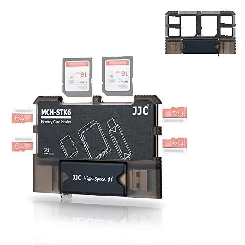 JJC 6-Slot Memory Card Holder Case with USB 3.0 Card Reader | Holds 4 Micro SD, 2 SD Cards thumbnail 1