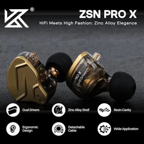 Linsoul KZ ZSN PRO X Hybrid Driver IEM Wired Earbuds 1BA+1DD | 7-40kHz Frequency Response thumbnail 2